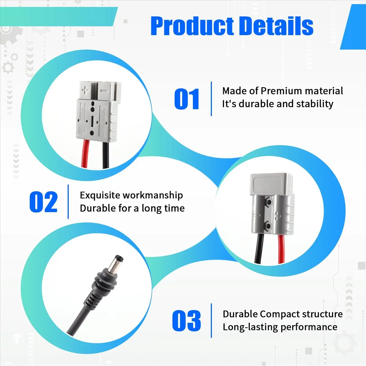 A64K For Starlink Mini Connector Plug to for Anderson Plug 50A 600V DC Power Cable Waterproof Extension Cord with DC Cable 2m