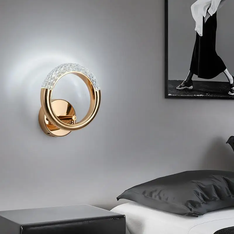 

Post Modern Luxury Dining Room Living Room Bedroom Bedside Creative Design Earrings Circular Rings Versatile Household Wall Lamp