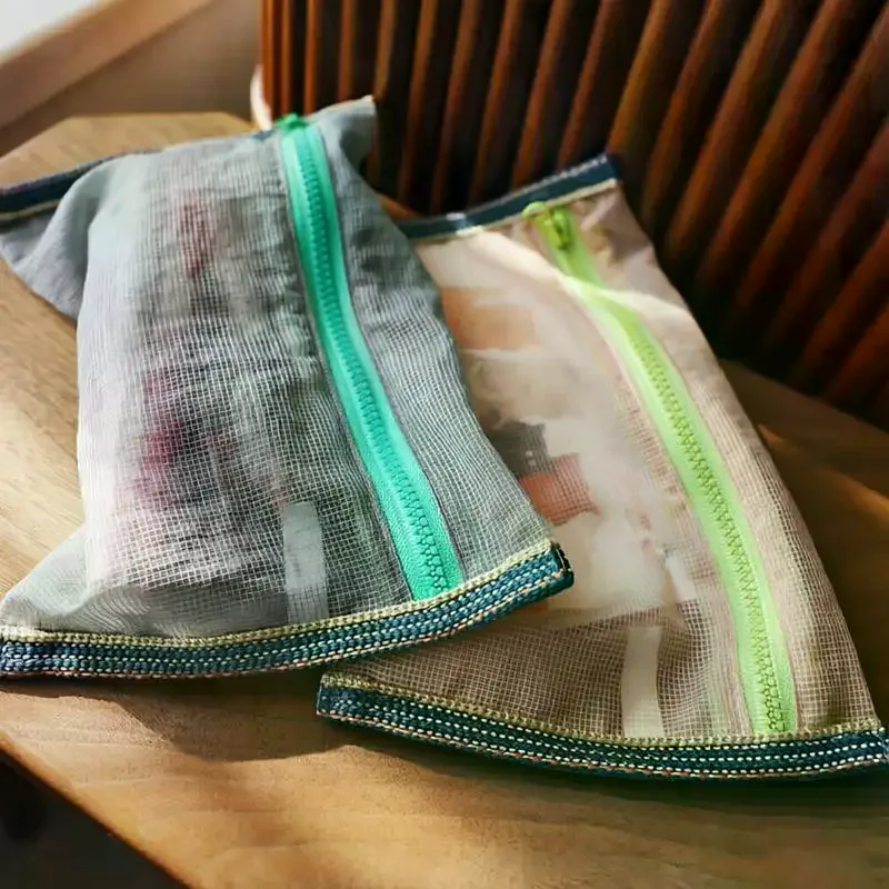 Translucent Mesh Nylon Storage Bag ID Bag Travel Ticket Data Line Pen Storage Portable Thin Foldable Cosmetic Bag Pencil Case