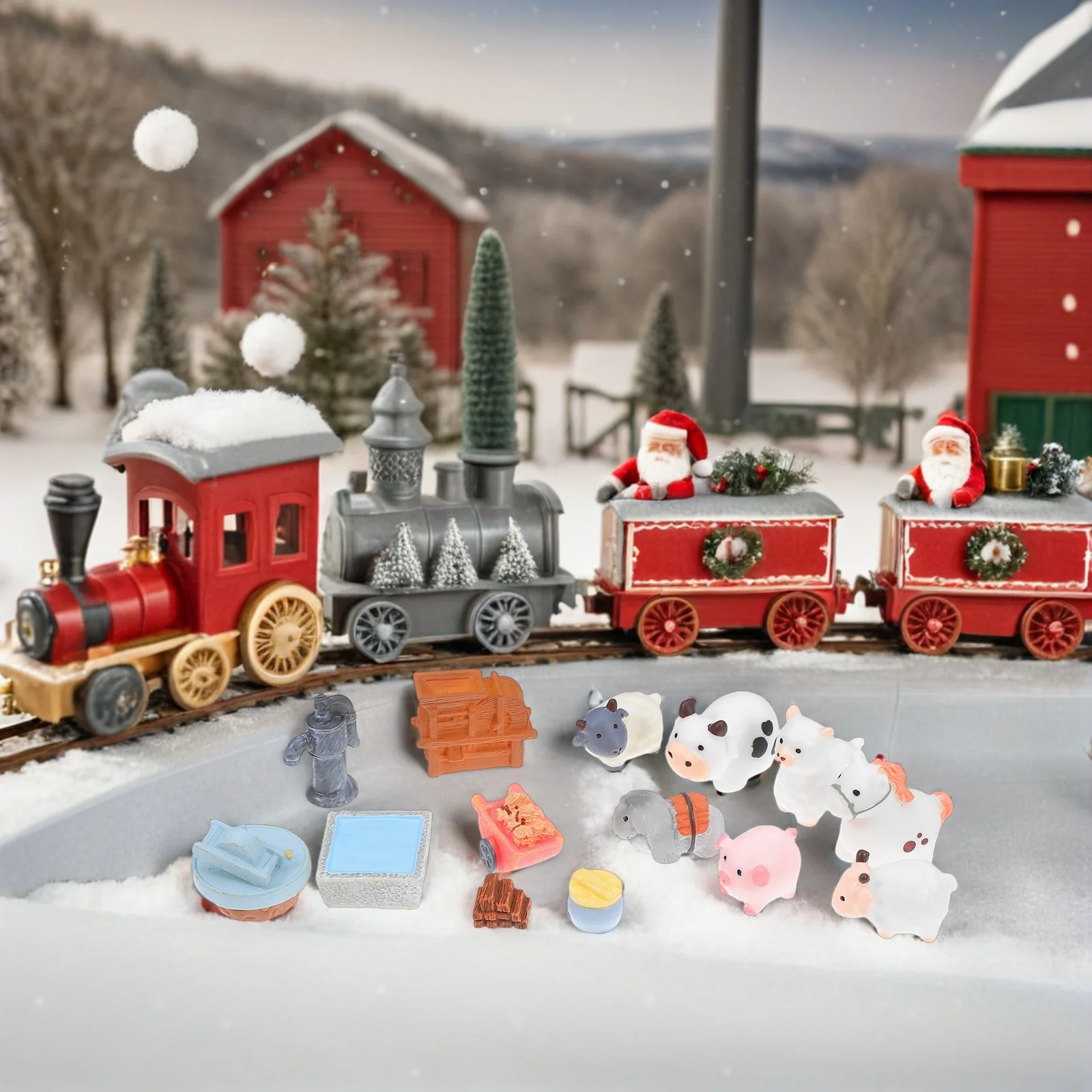 

14 Pcs The Animals Barn Small Figures Miniature Farm Tiny Figurine Donkeys Sheep Child