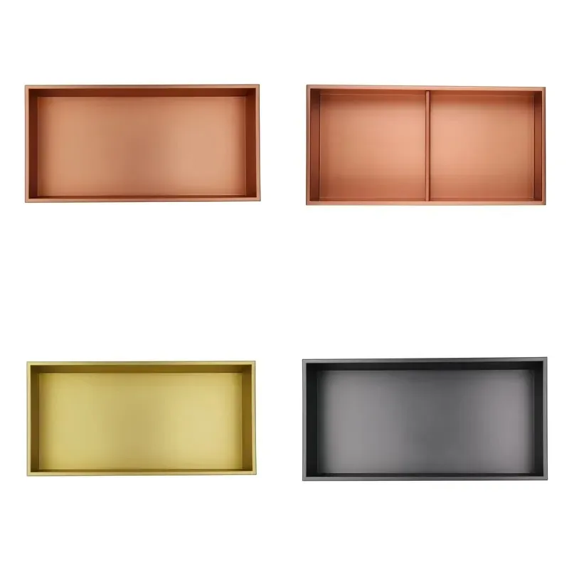 Rose Gold Brushed SUS304 Stainless Steel Wall Mounted Bathroom Niche for Hotel Shower Home Decor Rack
