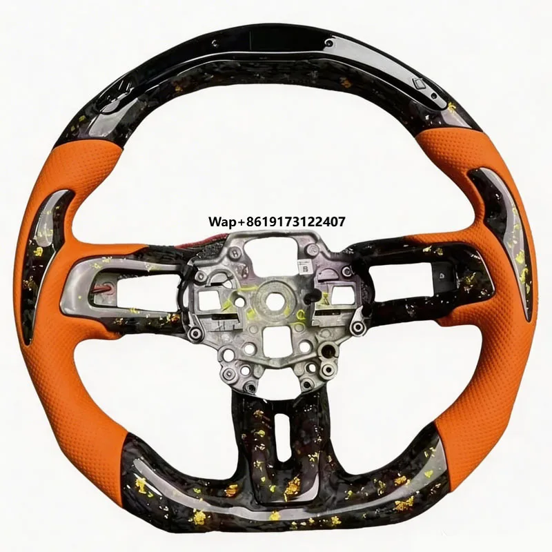 Mustang Special Luminous LED Forged Carbon Sport Steering Wheel, High Quality Direct Replacement Refit Accessory