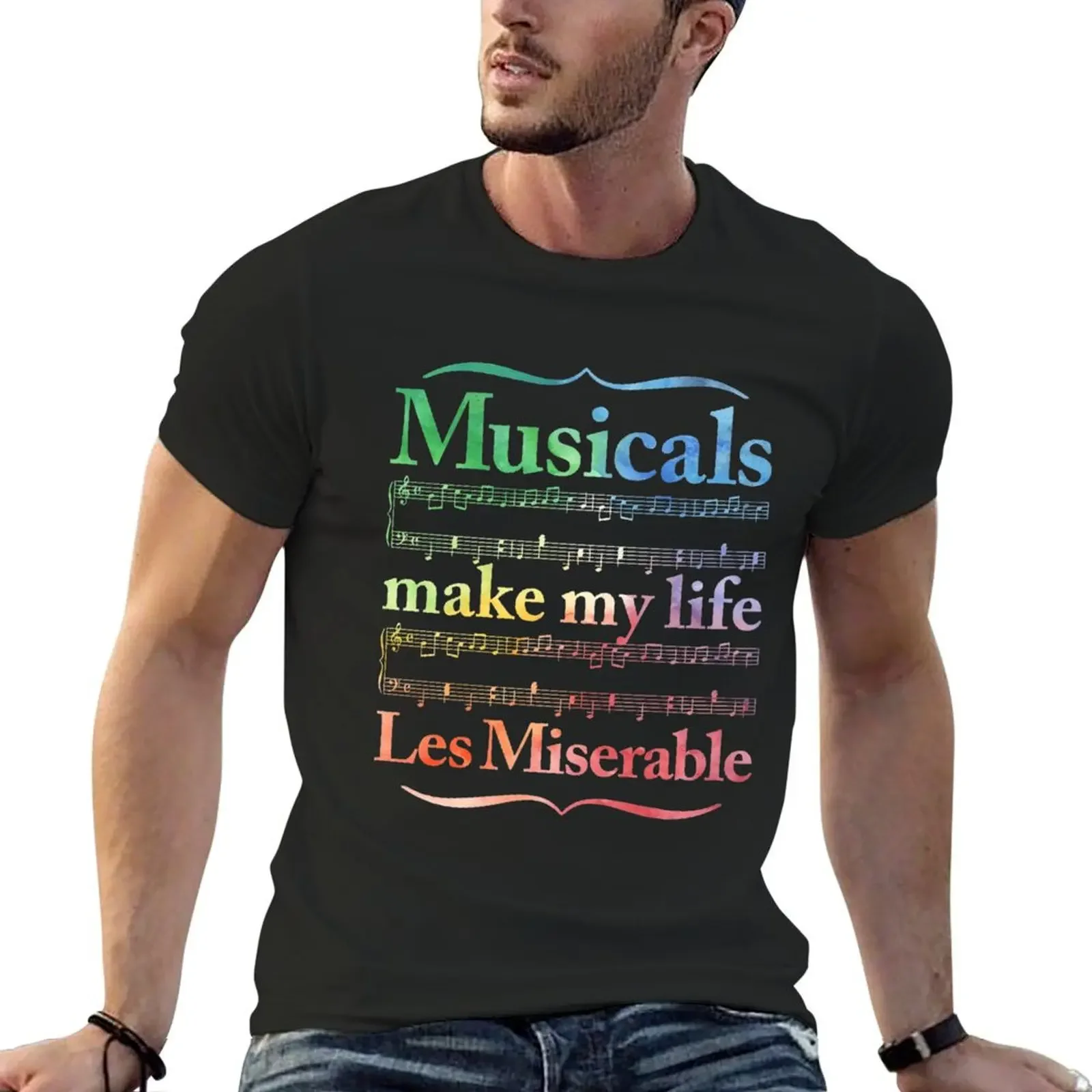 Musicals Make My Life Les Miserable T-Shirt shirts graphic tees Short sleeve tee summer tops funny t shirts for men