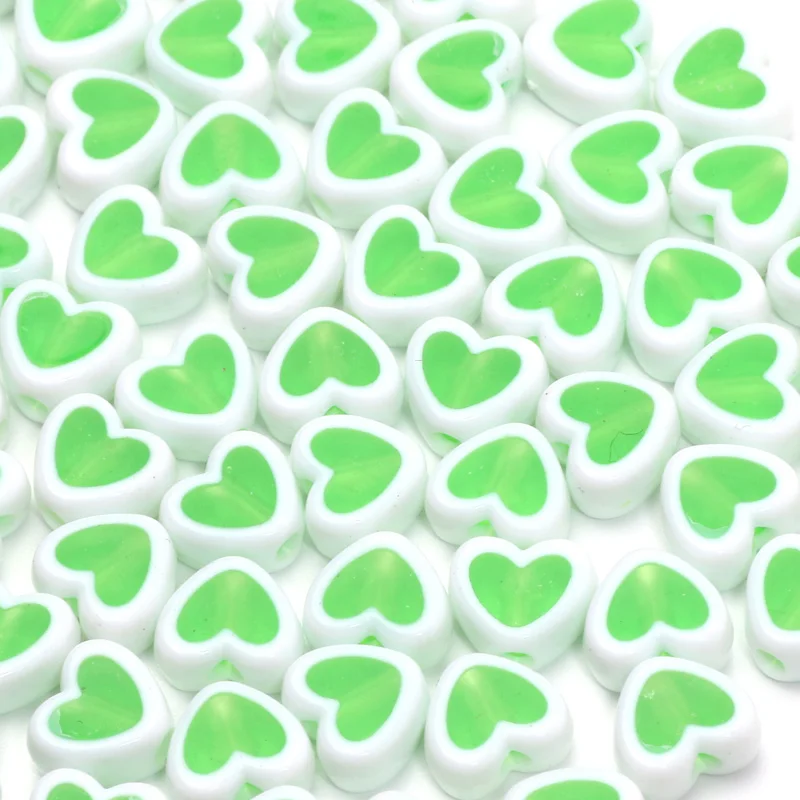 White Green Color Acrylic Beads 8mm 50pcs Love Heart Beads Acrylic Spacer Beads For Jewelry Making DIY Jewelry Beads Accessories