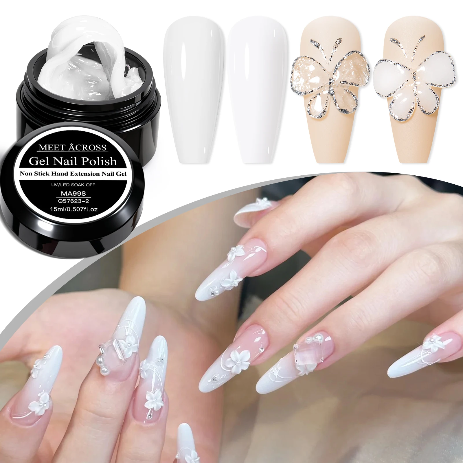 7 قطعة واضح الأبيض غير عصا اليد تمديد جيل للأظافر عدة قاعدة معطف فوقي TPO هيما الحرة الأشعة فوق البنفسجية LED مستلزمات الأظافر لنحت زهرة