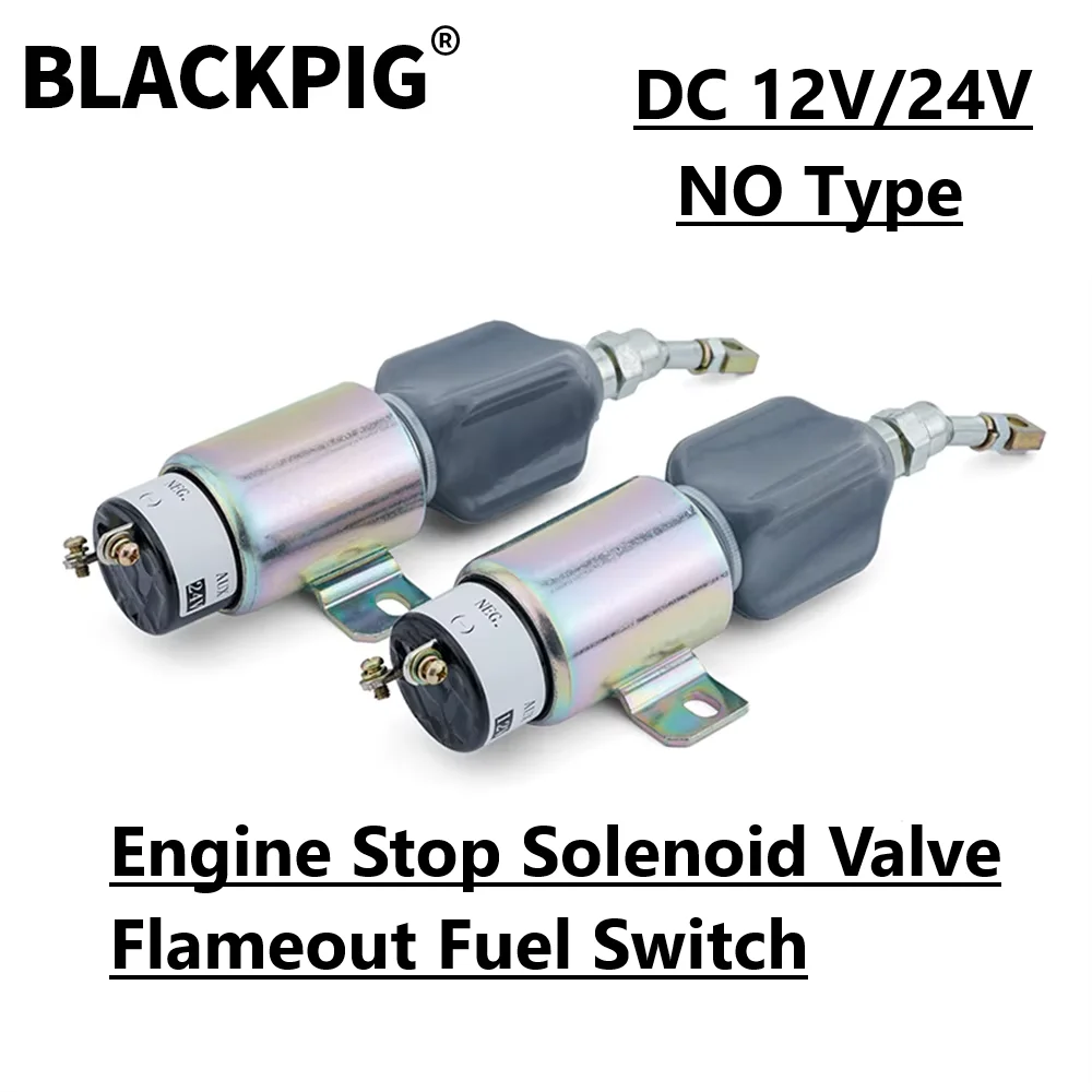 DC 12V 24V Diesel Engine Stop Solenoid Valve Electronic Flameout Fuel Switch Generator Parts Normal Open Power on Pull