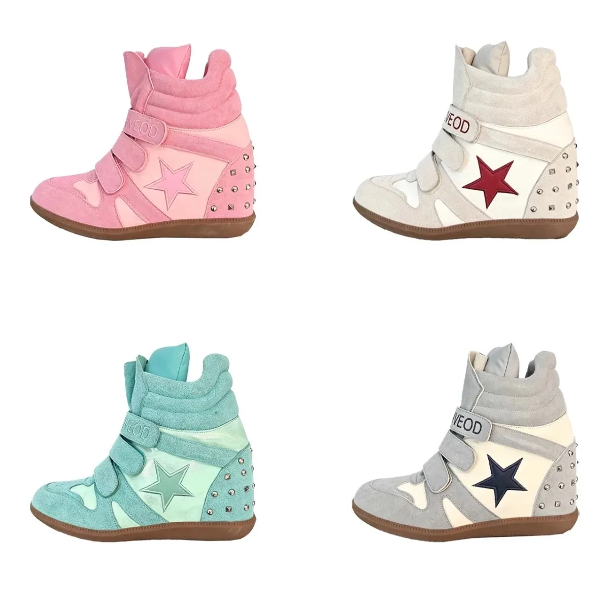 2026 Trend High Top Women Sneakers New Autumn Winter Ankle Boots Thick Bottom Casual Shoes Wedge Heels Hook&Loop Sport Shoes