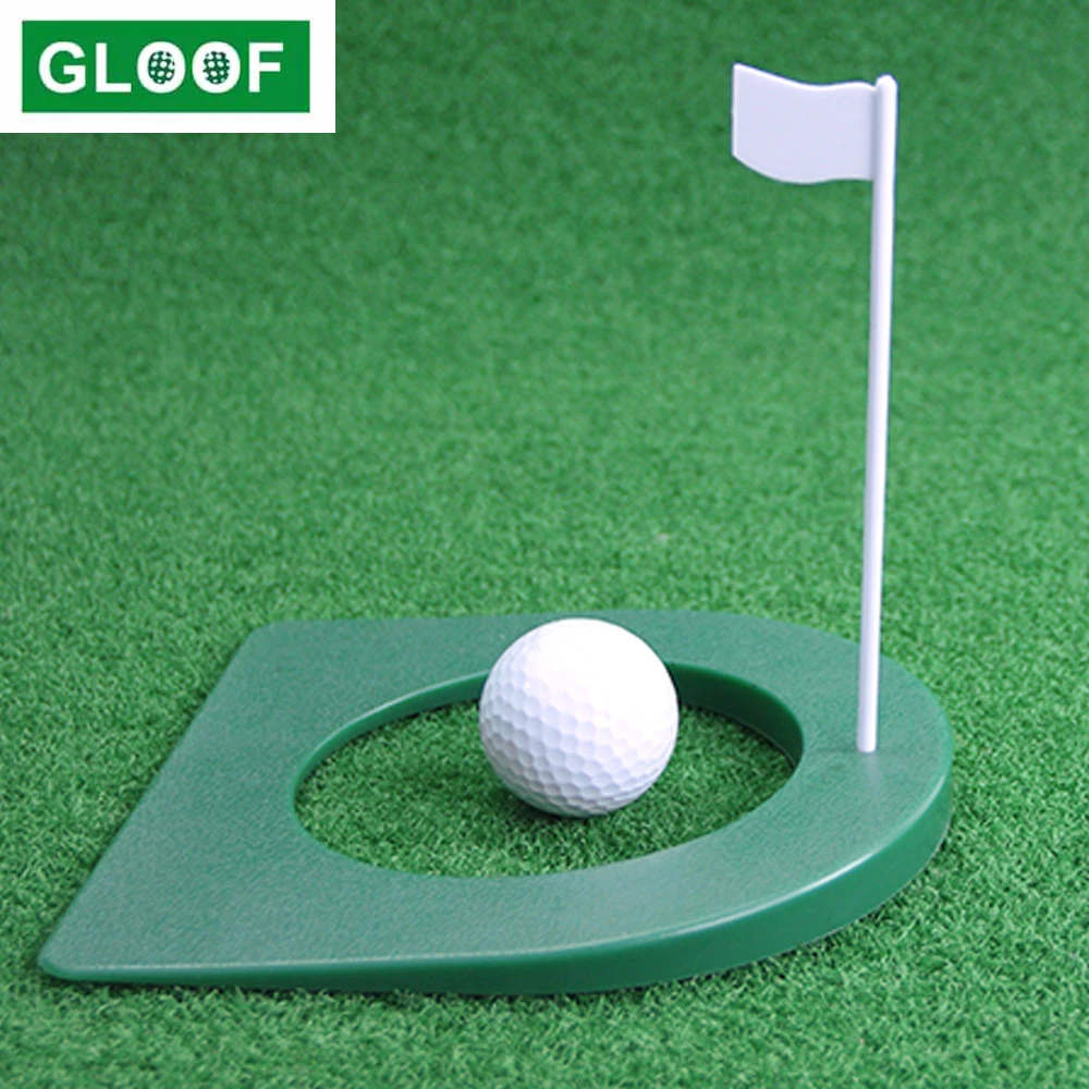 1Set Golf  Practice Putting Cup with Adjustable Hole White Flag Indoor Outdoor Putter Training Aids Regulation Cup