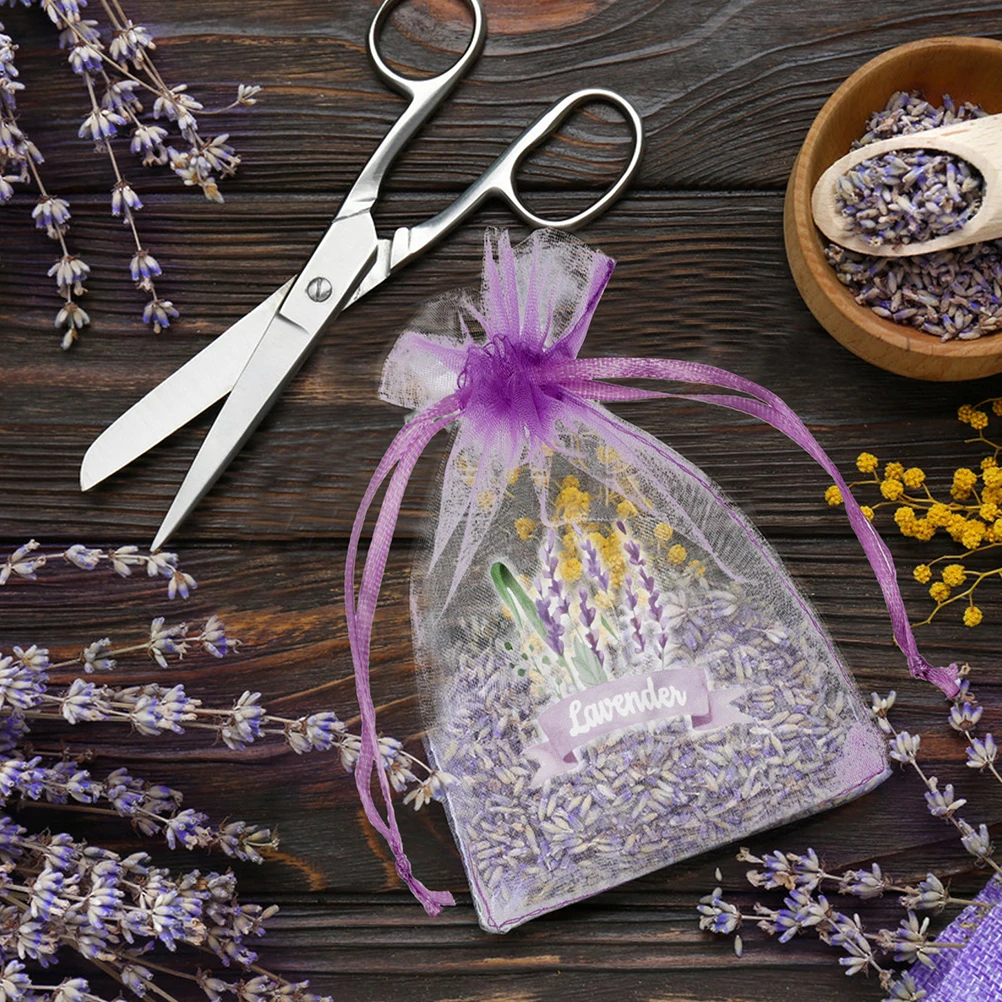 

10pcs Empty Lavender Sachet Bags Light Purple Organza Drawstring Mesh For Dried Flowers Rose Petals Jewelry Storage Gift