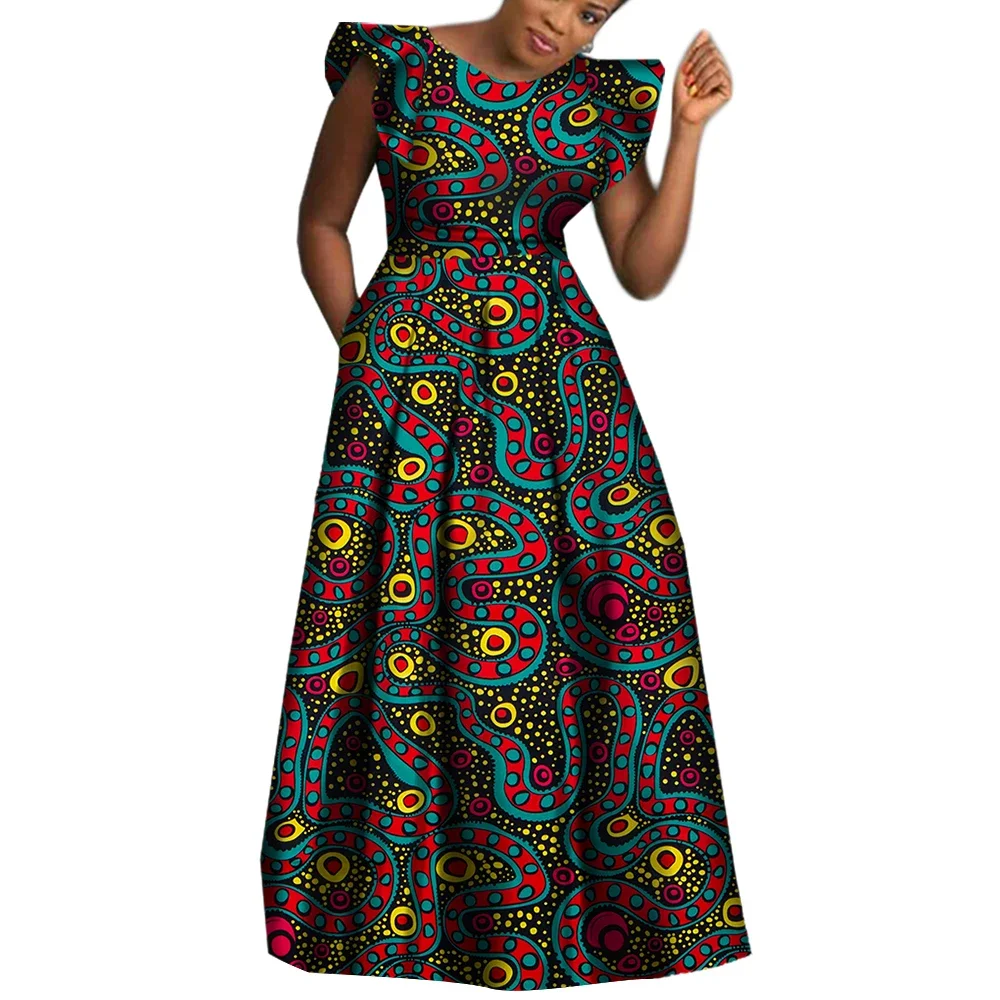 BRW African Dresses for Women Sexy Skirt African Print for Daily African Dresses Turkey Dresses for Women Luxury COTTON