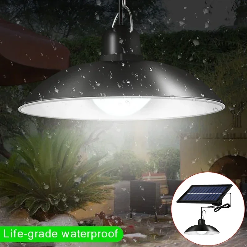 Enkele Dual Heads Solar Hanglampen Afstandsbediening Indoor Buitenschuurlamp Led Opknoping Voor Berging Tuin Veranda Tuin