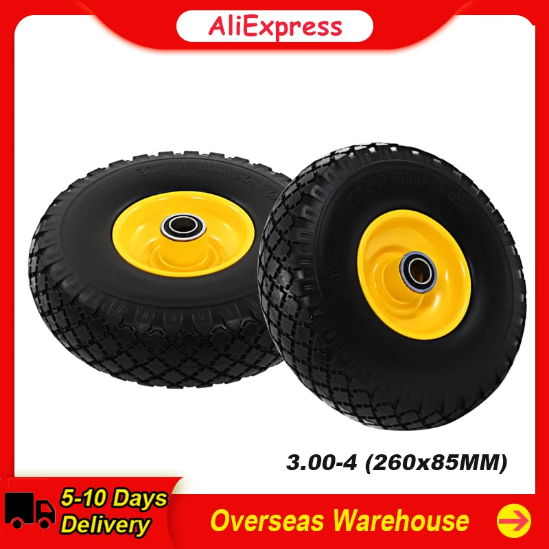 2PCS Sack Truck Wheels Solid PU 3.00-4 (260x85MM) With Metal Wheel Rim Wheels for Sack Trucks Trolleys