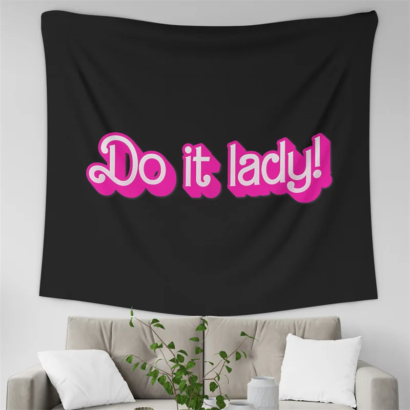 Gaslight Gatekeep Girlboss Do it Lady Chit Tapestry Wall Hanging Art for Bedroom Living Room Decor College Dorm Party