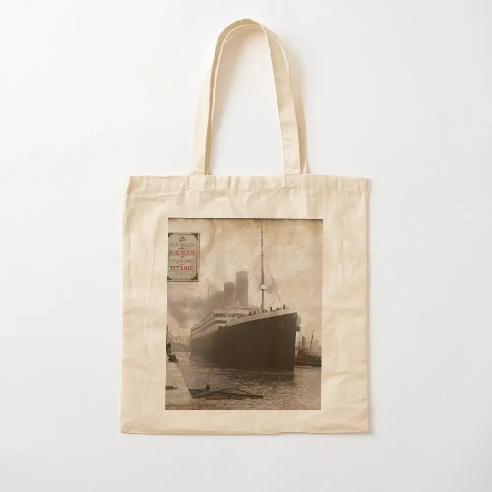 

RMS Titanic Ship Vintage with Boarding Pass Tote Bag hand bag bags woman 2025 tote bags men woman shopping bag