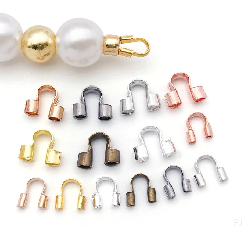 [YU]100Pcs U Shape Loop Terminal Copper Wire Guardian Thread Protector Cable Protector For Bracelets Necklaces Jewelry