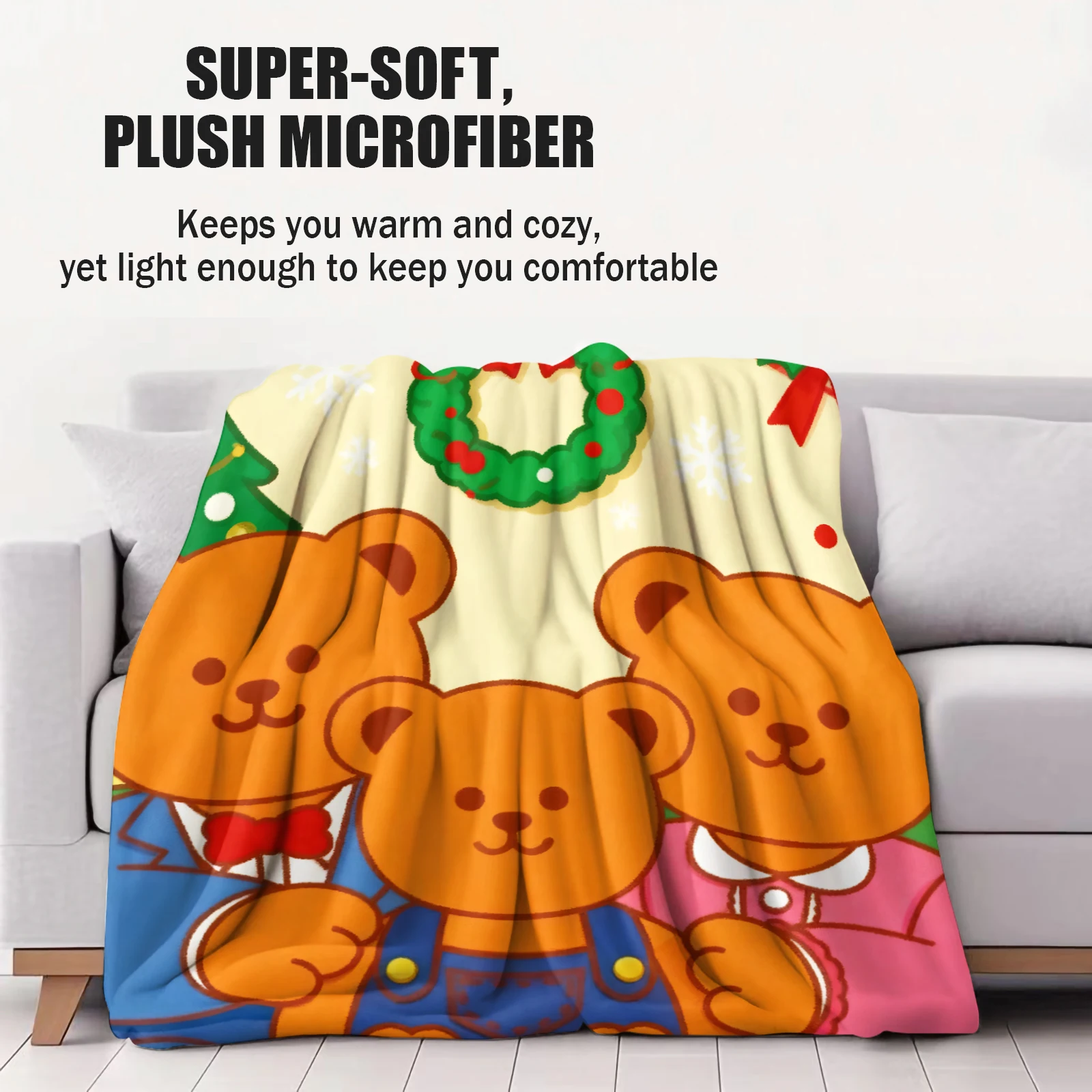 Kawaii الكرتون تذبذب الدب الأسرة بطانية رقيق لينة الفانيلا أريكة الكبار بطانية مكتب الغداء استراحة بطانية طفل هدية الكريسماس #2