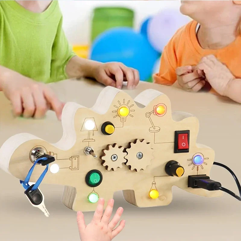 Luci per bambini '' Tavola occupata Giocattoli sensoriali Montessori Interruttore Giochi luminosi a LED Tavola attività Pensiero Educazione Giocattoli da viaggio per bambini..
