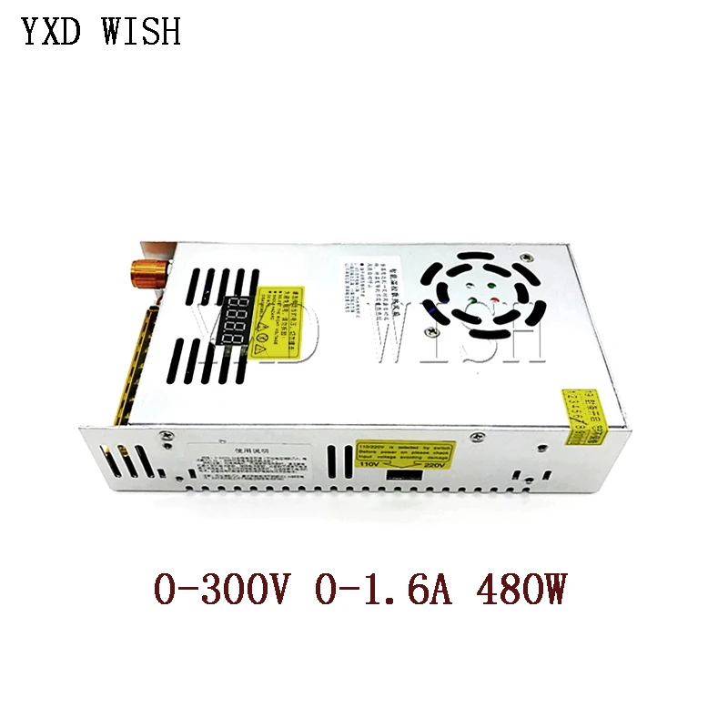 

0-300V 1.6A 480W Current Limiting Adjustable Voltage And Current 0-1.6A Digital Display Switching Power Supply HJS-480-0-300