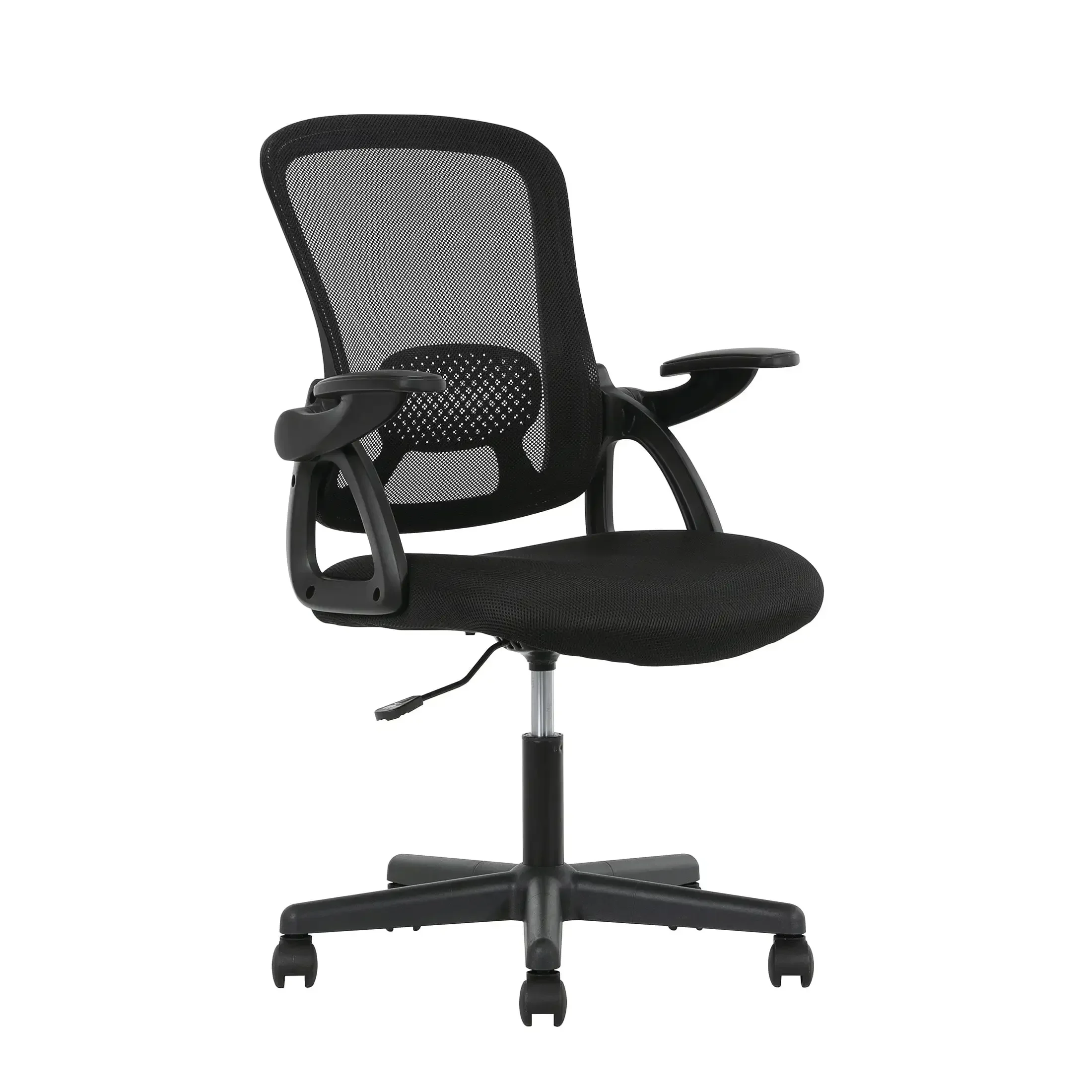 Ergonomic Mesh Back Task Office Chair with Flip-up Arms, Black Fabric, 275 lb