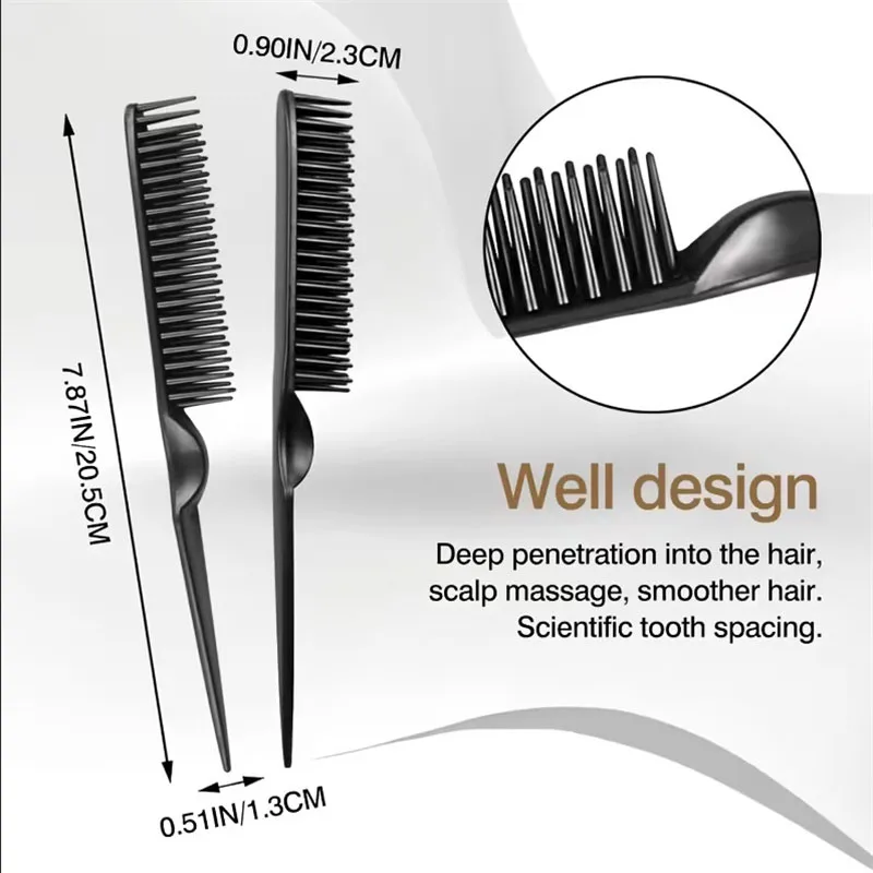 3 Row Backcombing Comb With Rat Tail Tip Nylon Bristle Hair Teasing Comb Volume Hairstyle Salon Home Hairdressing Styling Tool