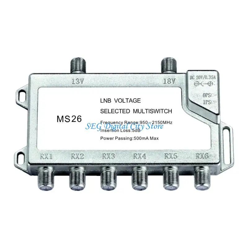 U75B 2 Input 6 Output Satellite Switcher With 13 18V Voltages For Multiple Room Distribution Zinc Alloy Housing