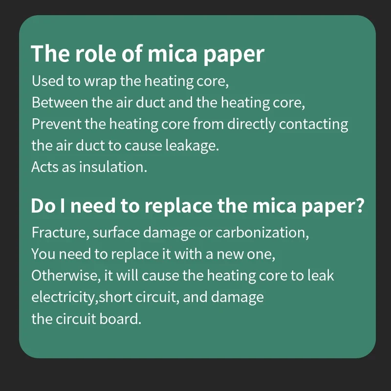 LUXIANZI Materiale isolante in carta mica resistente alle alte temperature Stazione di saldatura per pistola ad aria calda Accessori per la riparazione del nucleo di riscaldamento