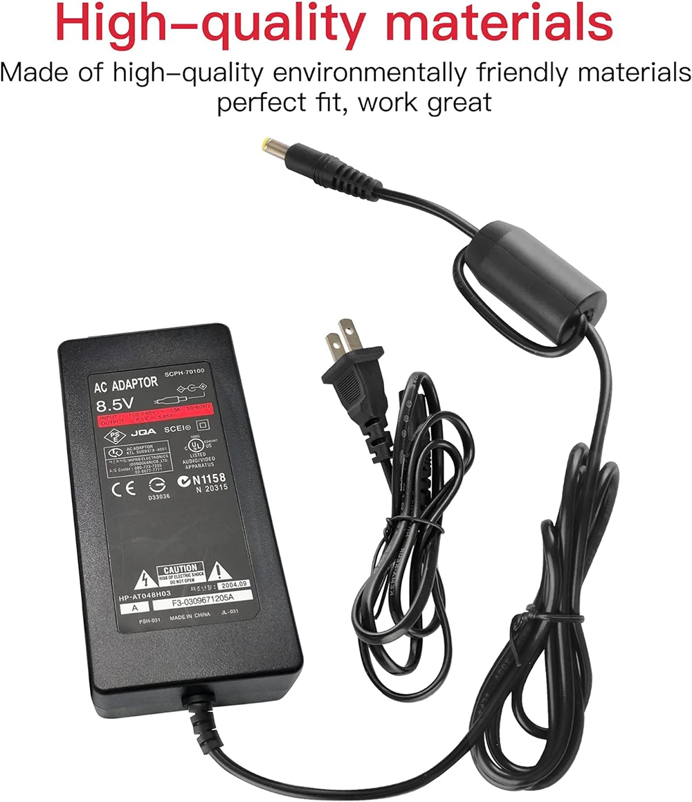 Power Cord Slim AC Adapter Charger Supply with AV Cable for Sony PS2 Playstation