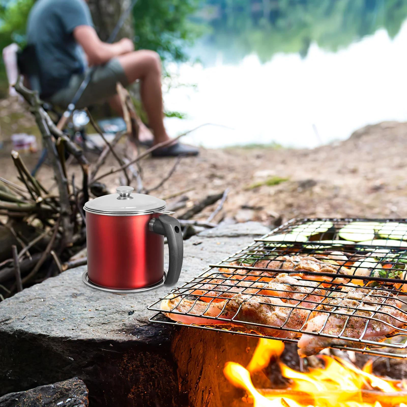 

Stainless Steel Strainer Pot Fine Mesh Filtered Oil Jug Grease Container With Cover For Kitchen Oil Storage Bacon Fat