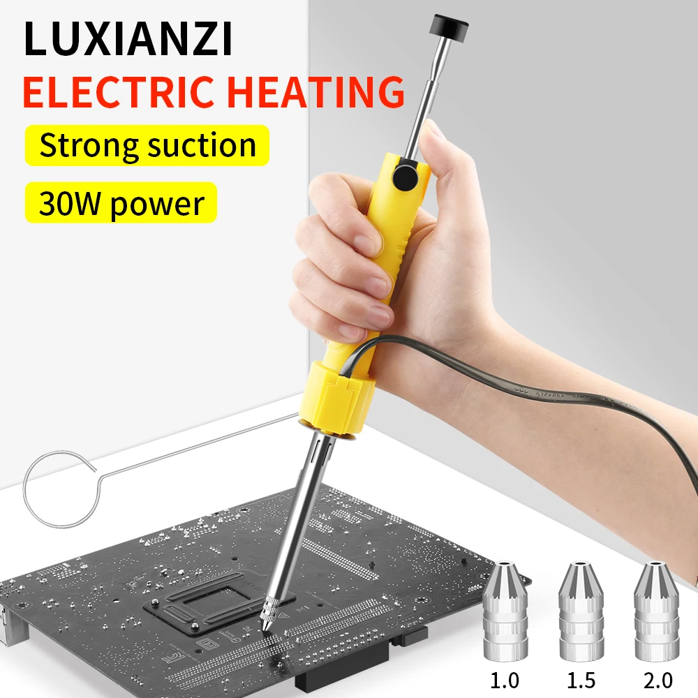 LUXIANZI Electric solder sucker Kit Welding Desoldering Suction Pump Soldering Repair Tool Tin Removal Vacuum Pen 30W/EU