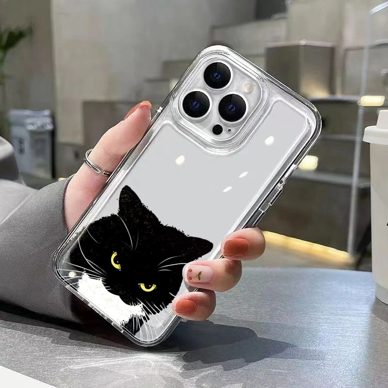 Cute Dumb Black Cat Couple Phone Case For iPhone 17 16 Plus 15 Pro 14 Pro Max 13 12 11 Air X XS XR 7 8 Plus 16E Shockproof Cover view 5