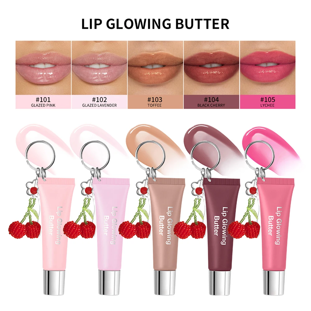 Brillo de labios llavero de labios para bolsa de teléfono accesorios de larga duración hidratante nutrir el cuidado de los labios maquillaje marrón rosa