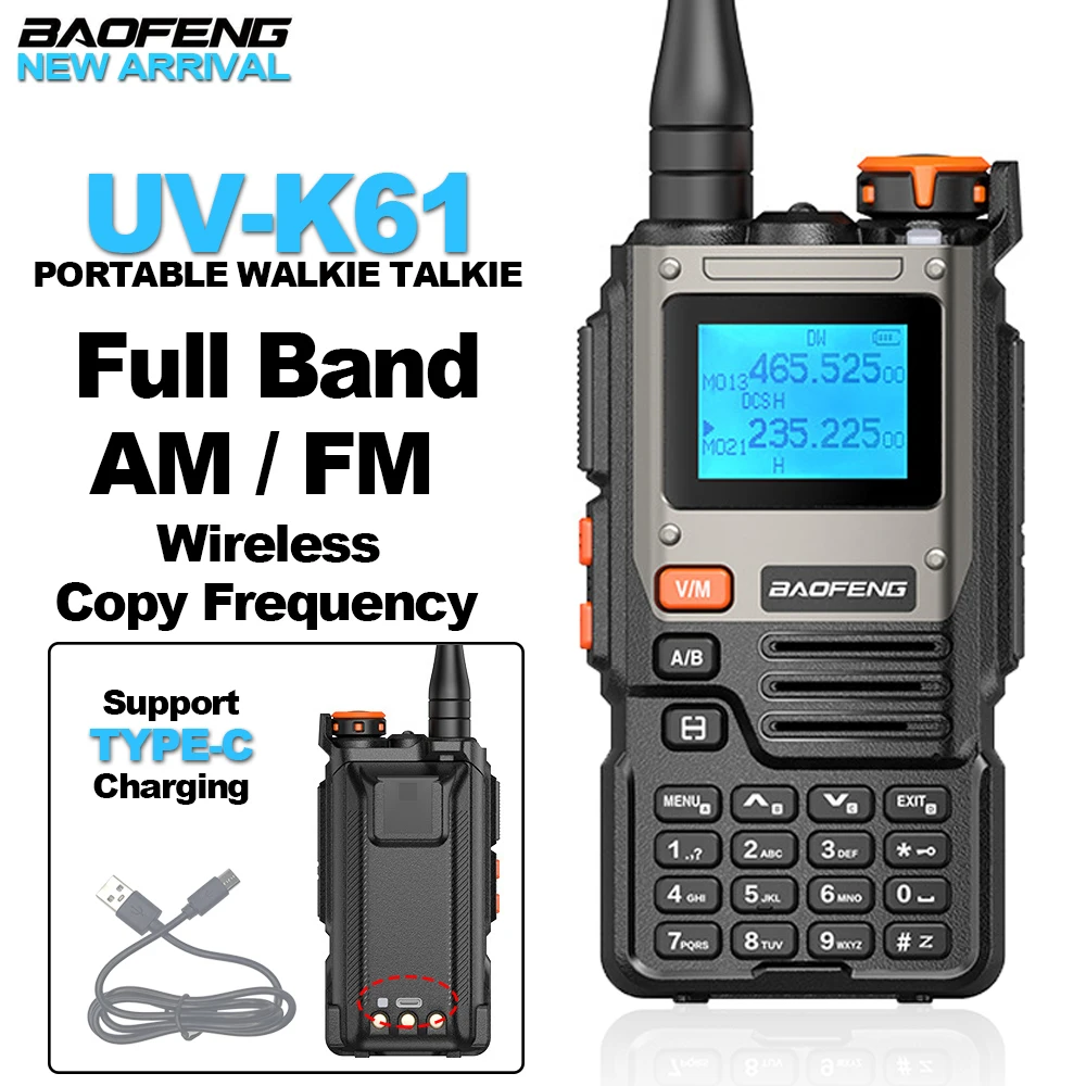 BAOFENG UV-K61 Walkie Talkie High Power Full Band Wireless Copy Frequency Two Way Radio BF-UVK61 Long Rang Communication Radios