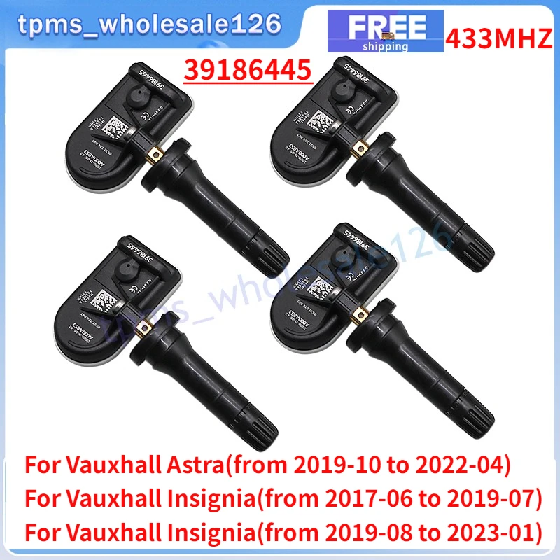 

4PCS/Lot Tire Sensor TPMS 39186445 For 2019 2020 2021 2022 Vauxhall Astra Insignia Tyre Pressure Monitor System Sensors