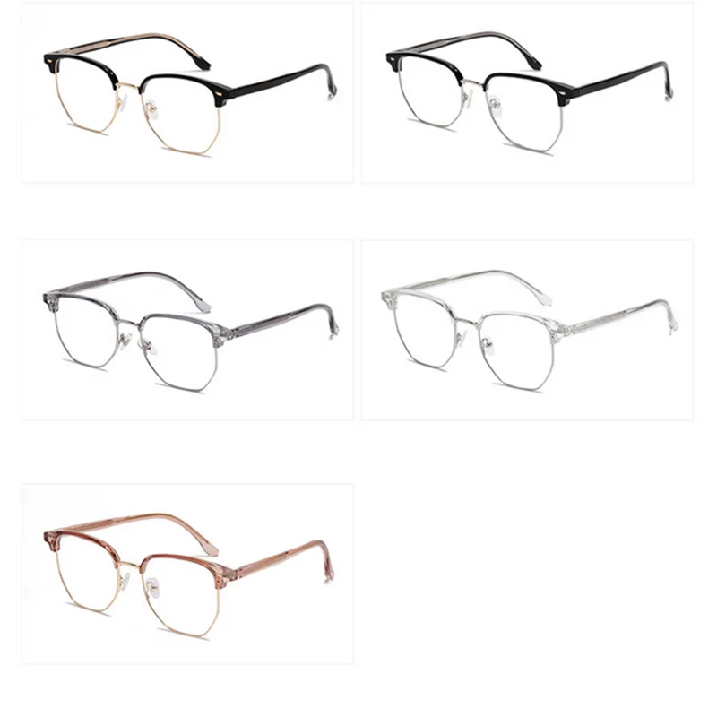 Fashionable Semi-rimless Eyeglasses Frames with TR90 Temples Short-sight Eyewear Diopter 0 -0.5 -0.75 -1.0 To -6.0