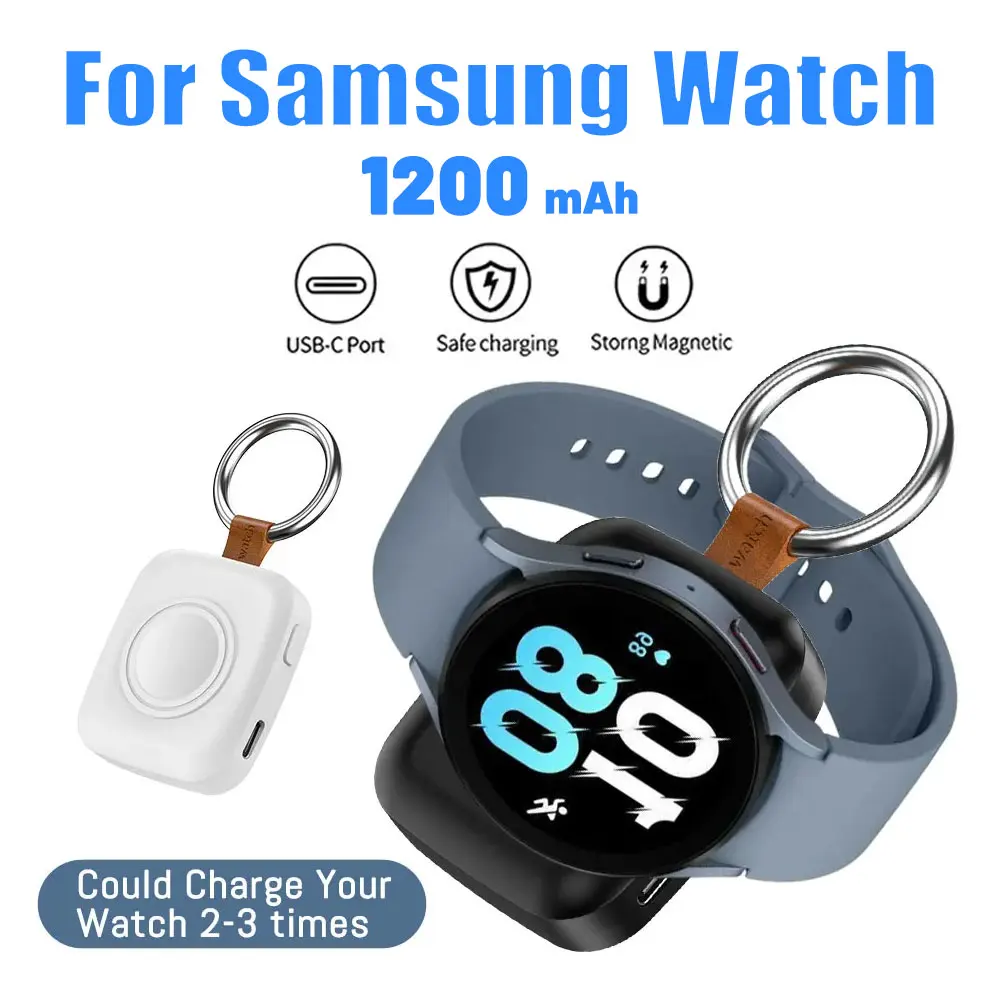 

Магнитное беспроводное портативное зарядное устройство 1200 мАч с USB Type-C для быстрой зарядки Samsung Galaxy Watch 8/8 Classic/5/4Pro/3 Active