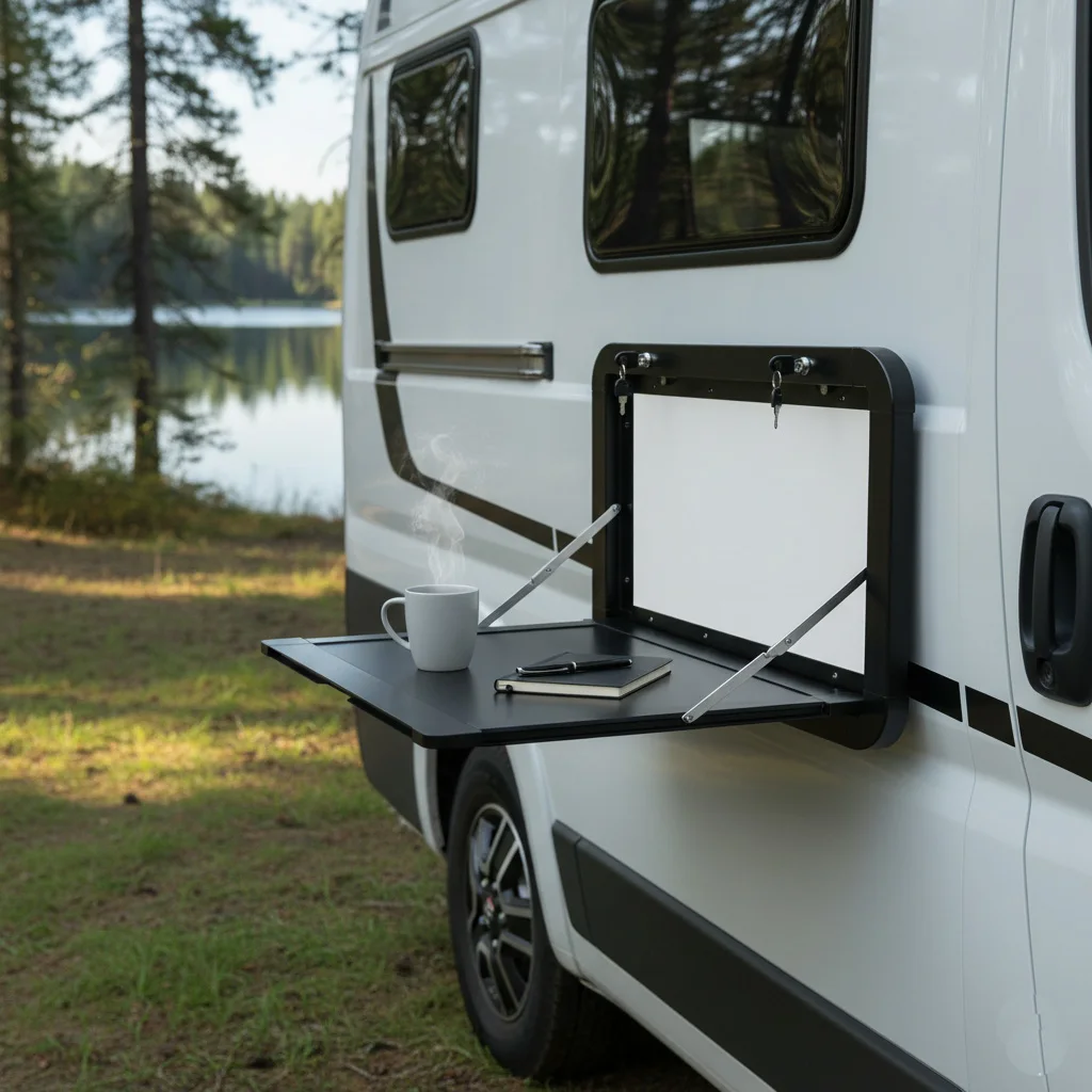 طاولة قابلة للطي مثبتة على الحائط RV، 800 × 400 مم، مع قفل ومفتاح، موفر للمساحة، مناسبة للمنازل المتنقلة والقوارب