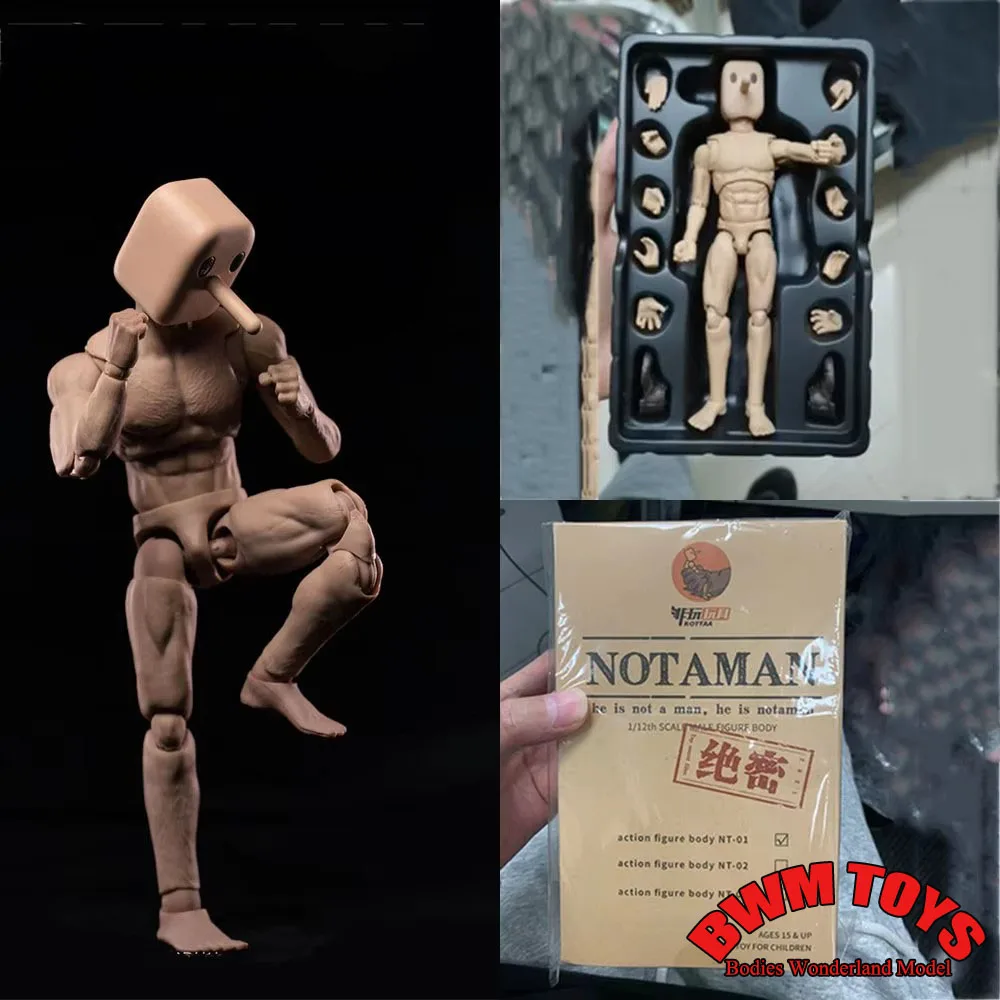 

In Stock DIY NOTA TOY Notaman 1/12 Scale 16.5cm Fun Male Action Figure Body with Square Head Model for Fans Holiday Gifts