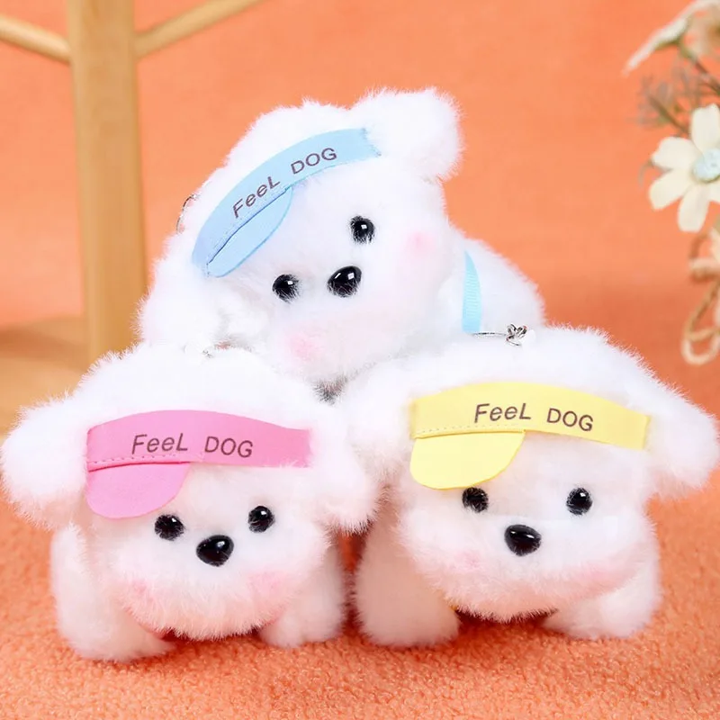 Stuffed Animals Plush Tourist Group Dog Doll Pendant White Dog Color Hat Soft Kawaii Cadeau Maitresse Ecole Present for Friend