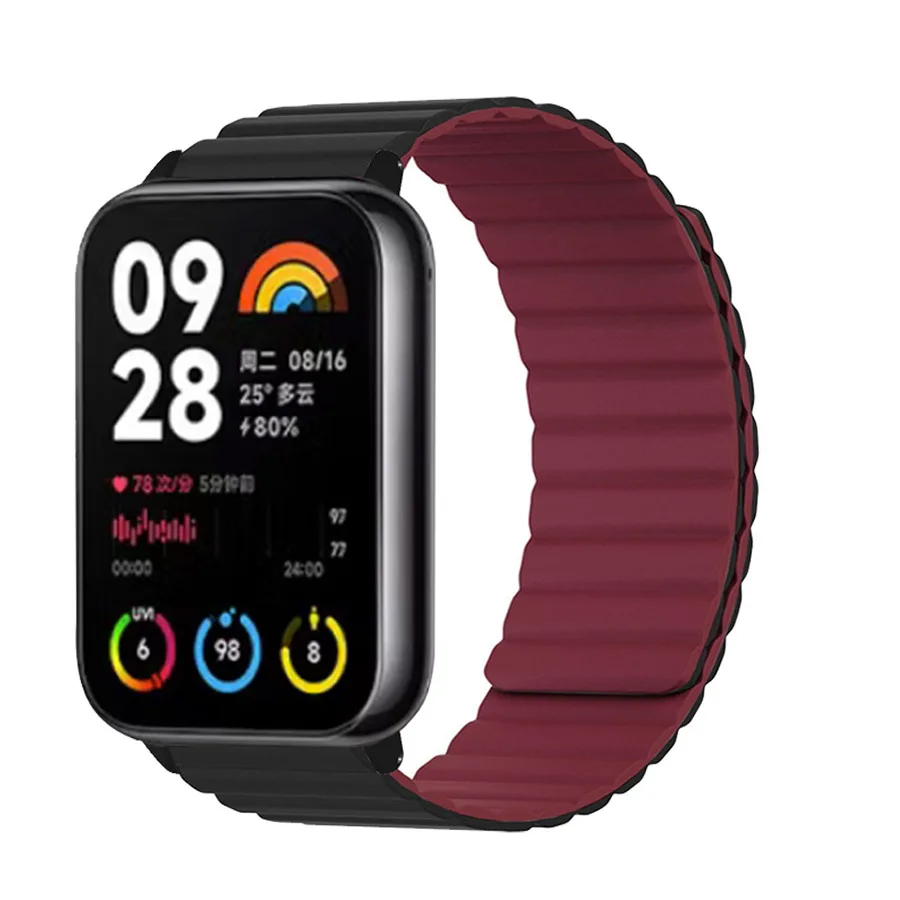 Silicone Strap For Xiaomi Mi Band 10 9 8 Pro Smart Watch Band Magnetic Loop Replacement Bracelet For Redmi Watch 6 5 4 Wristband