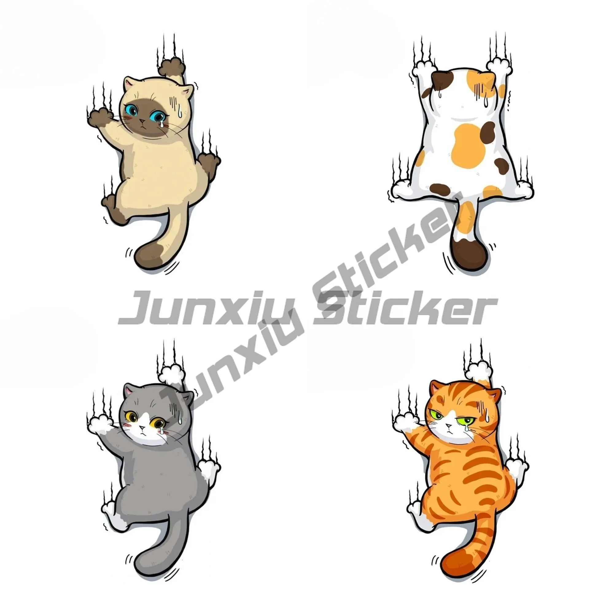 

For Luckcat Cute Kawaii Cat Scratch Slide Funny Cartoon Art Car Stickers Scratch-Proof Simple Decor Car Label