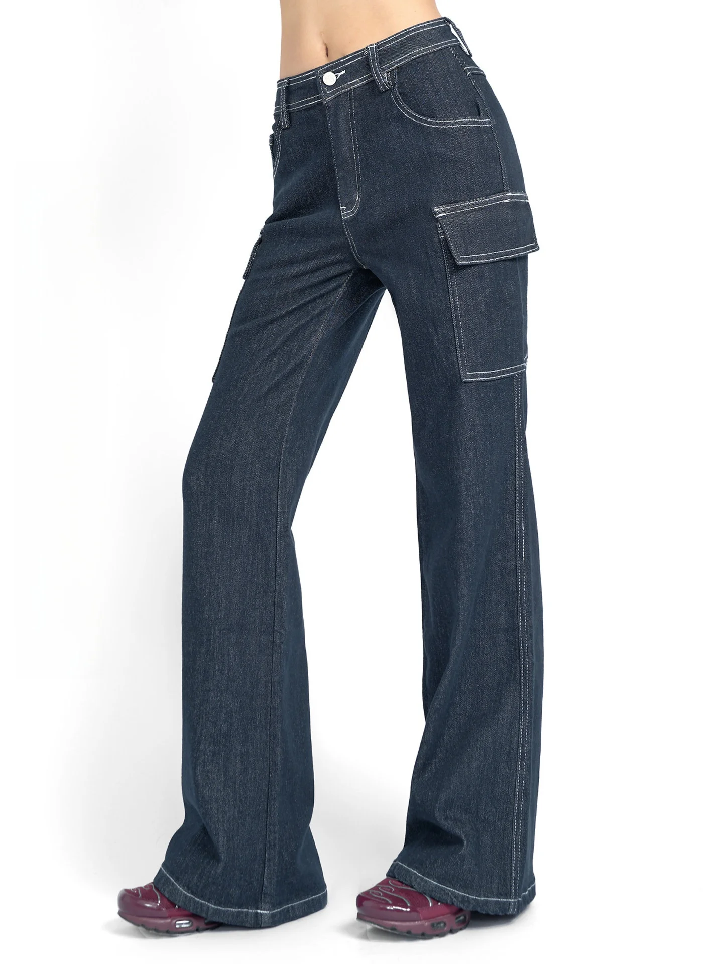 

ABMY American Retro High Street Wide Leg Jeans Women's Loose Slimming Casual Long Pants Cotton Blend Wear Resistant