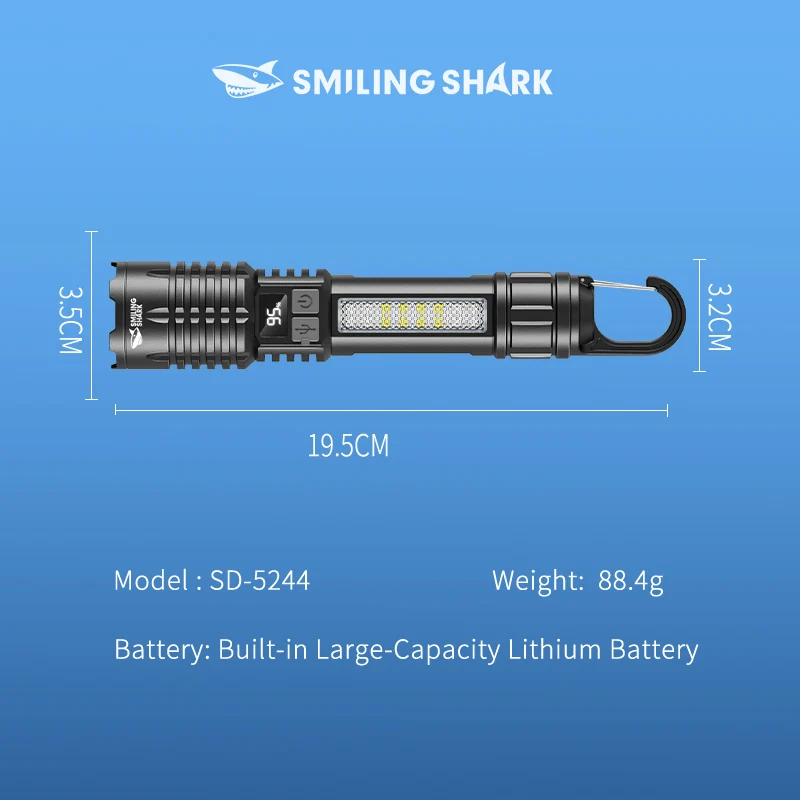 SMILINGSHARK SD5244 Ultimate Super Bright Flashlights, Rechargeable LED Zoomable Torch,Portable, for Camping, Fishing