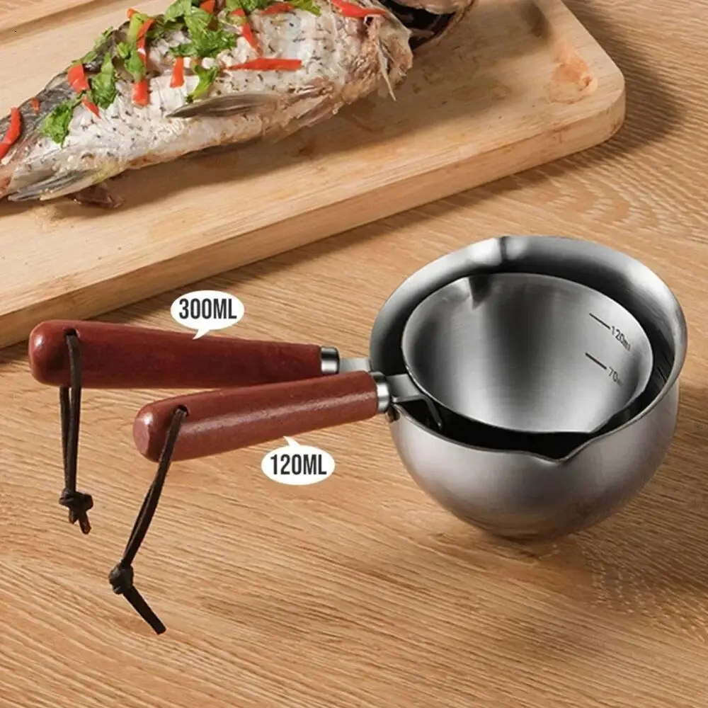 150/300/500ml Stainless Steel Hot Oil Pan Hot Butter Warmer Flat Bottom Oil Splash Pan Saucepan For Boiling Milk Sauce Gravies