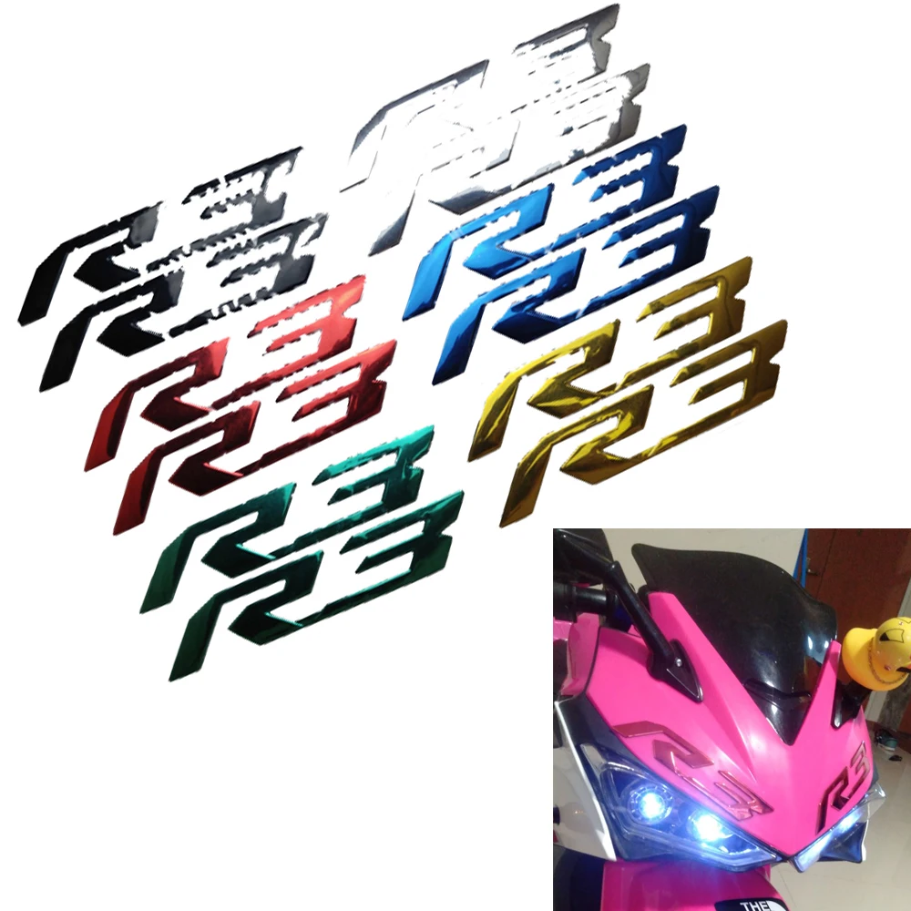 รถจักรยานยนต์3D Emblem Badge Decal ถังสติกเกอร์ล้อนุ่มสะท้อนแสง R1 R3 R6สติกเกอร์สำหรับ Yamaha YZF-R1 YZF-R3 YZF-R6