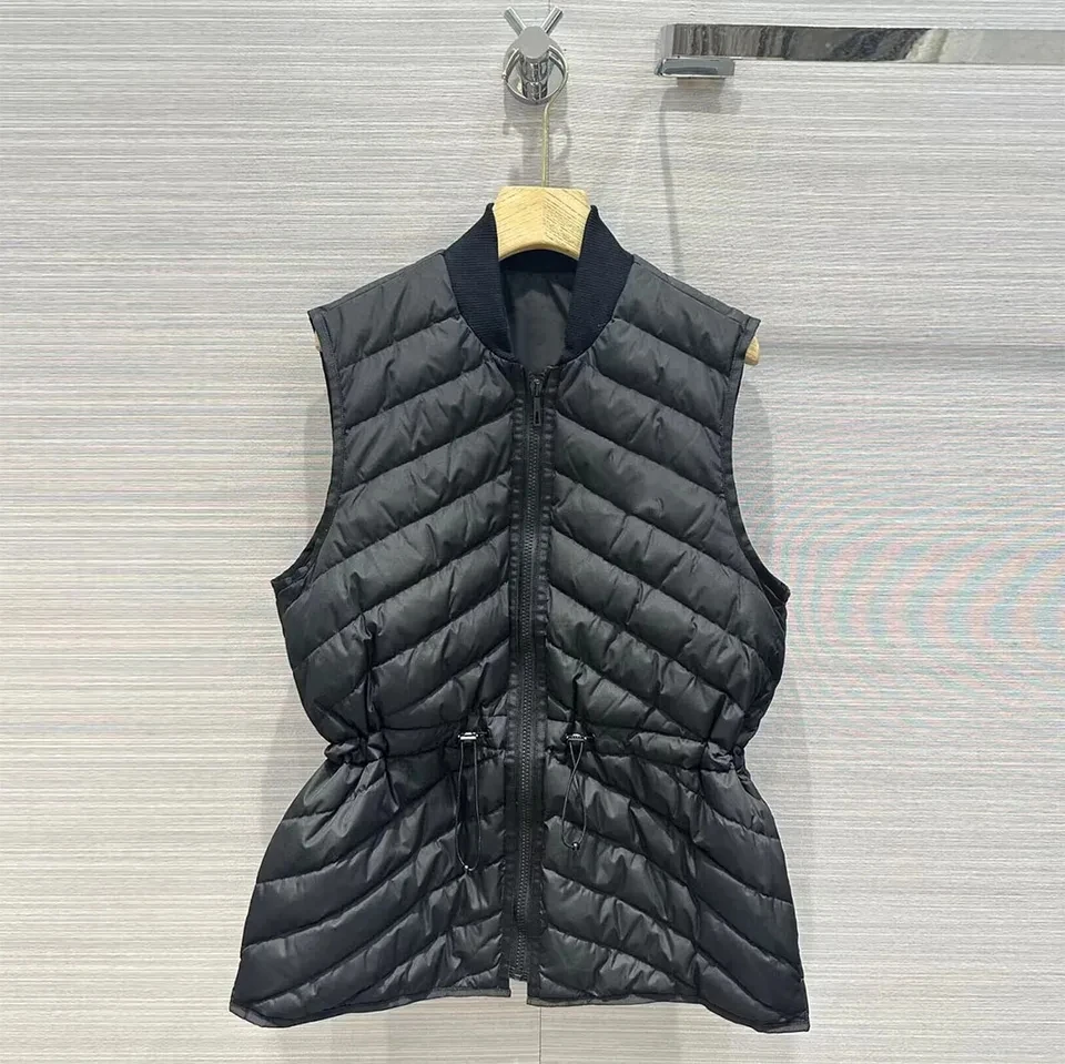 New Fashion Winter Keep Warm Sleeveless 90% White Duck Down Coat Women Sleeveless Zipper Slim Waist Lightweight Down Jacket Vest