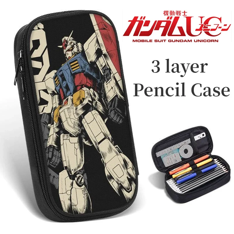 3D Gundam Pencil Case Cartoon Anime Large Capacity Pen Bag Pouch Fashion Boys Office Student Stationery Organizer PencilCase