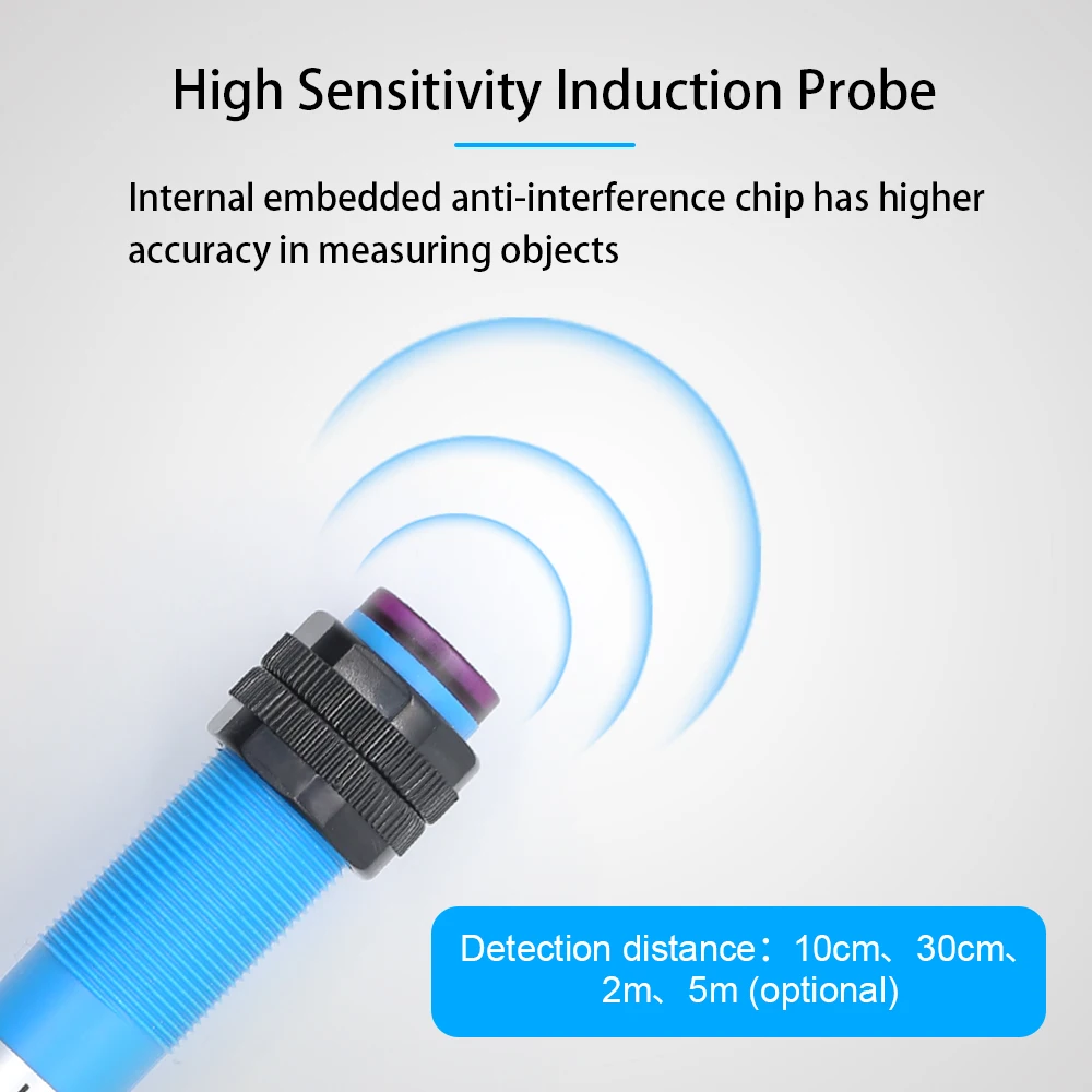 Cloweit M18 Plastic Body Photo Electrical Optical Sensor  With Connector Diffuse  Reflector  Through-Beam Type Proximity Switch