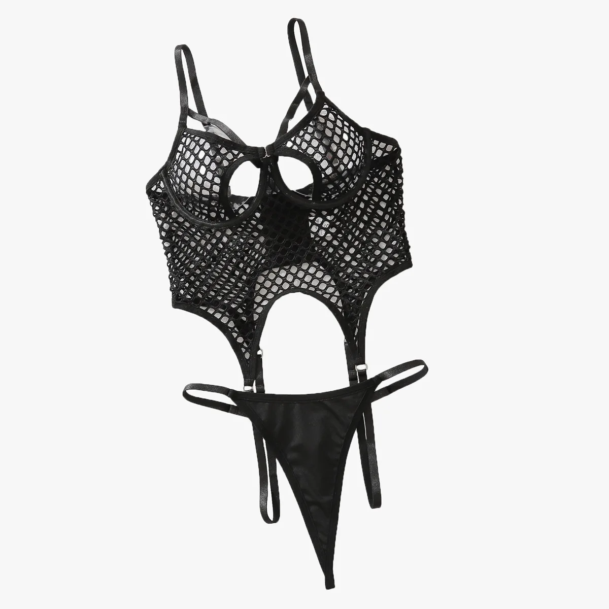 

Сексуальный сетчатый бюстгальтер на шнуровке с ультратонким прозрачным комплектом нижнего белья, моделирующим фигуру.
