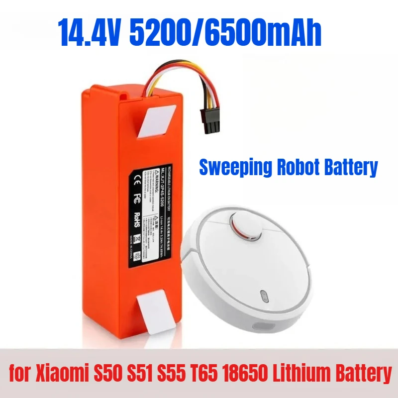 

14.4V 5200/6500mAh for Xiaomi Sweeping Robot S50 S51 S55 T65 18650 Lithium Battery