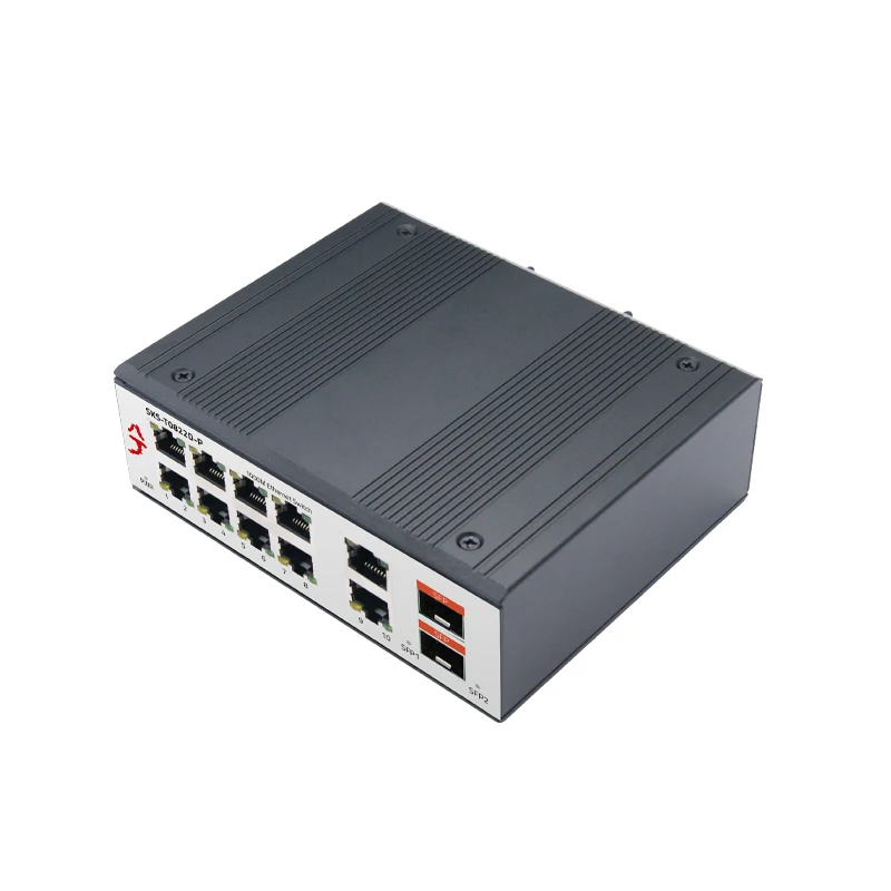 XikeStor Industrial PoE switch 8 Ports 1G PoE RJ45 2 Ports 1000m RJ45 2 Ports 1000m SFP Ethernet Switch Industrial EMC Design